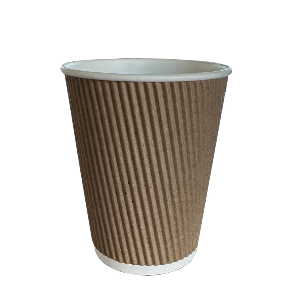 Ripple Wall 12oz Paper Cup Beige/White Pack 500 - Propus Packaging