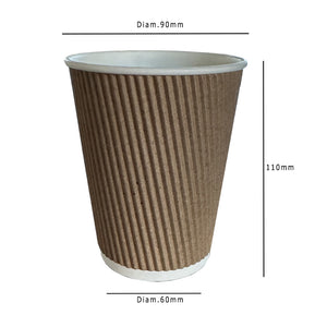 Low Cost Ripple Wall 12oz Paper Cup Beige/White Pack 500