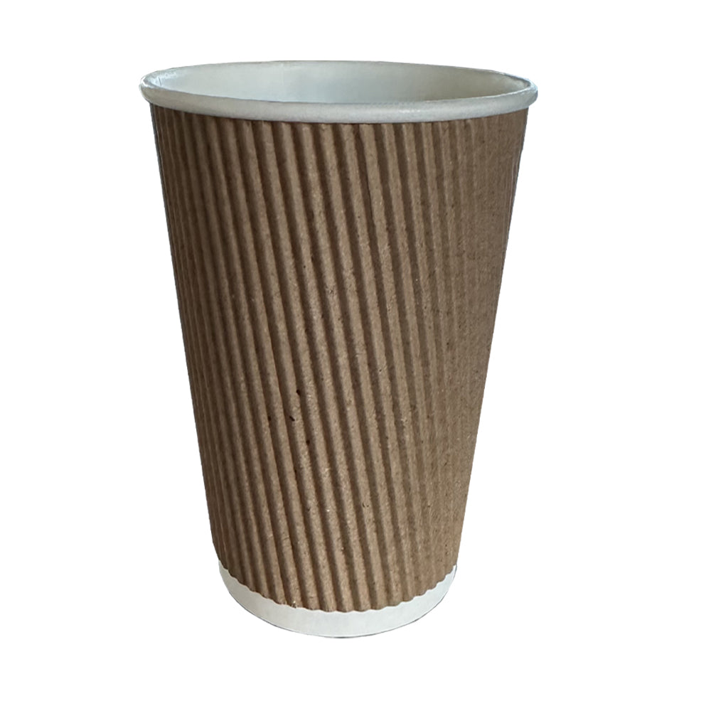 Ripple Wall 16oz Paper Cup Beige/White  - Propus Packaging