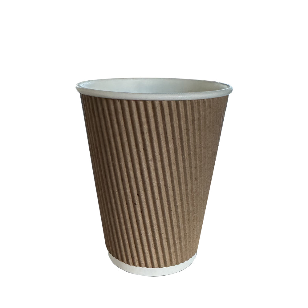 Ripple Wall 8oz Paper Cup Beige/White Pack 500 - Propus Packaging