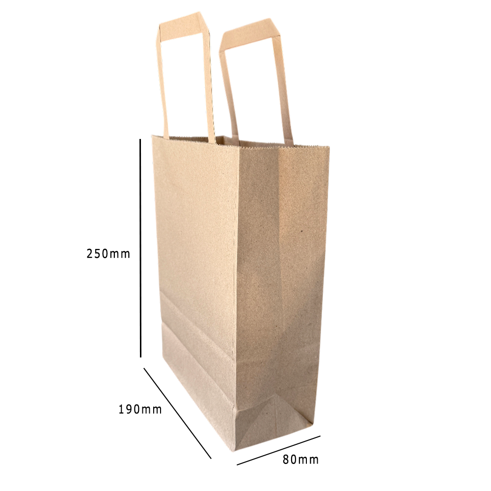 Small Flat Handle Kraft Paper Carrier Bag Dimensions - Propus Packaging