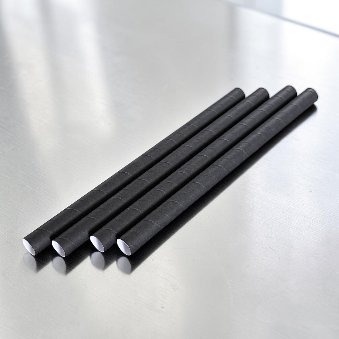 Straight 8" Black Paper Straws 200x12mm - Propus Packaging