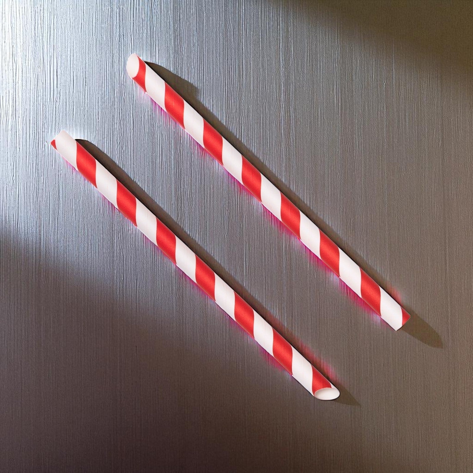 Straight Angle Cut Red Stripe Paper Straws 229x12mm Overhead - Propus Packaging