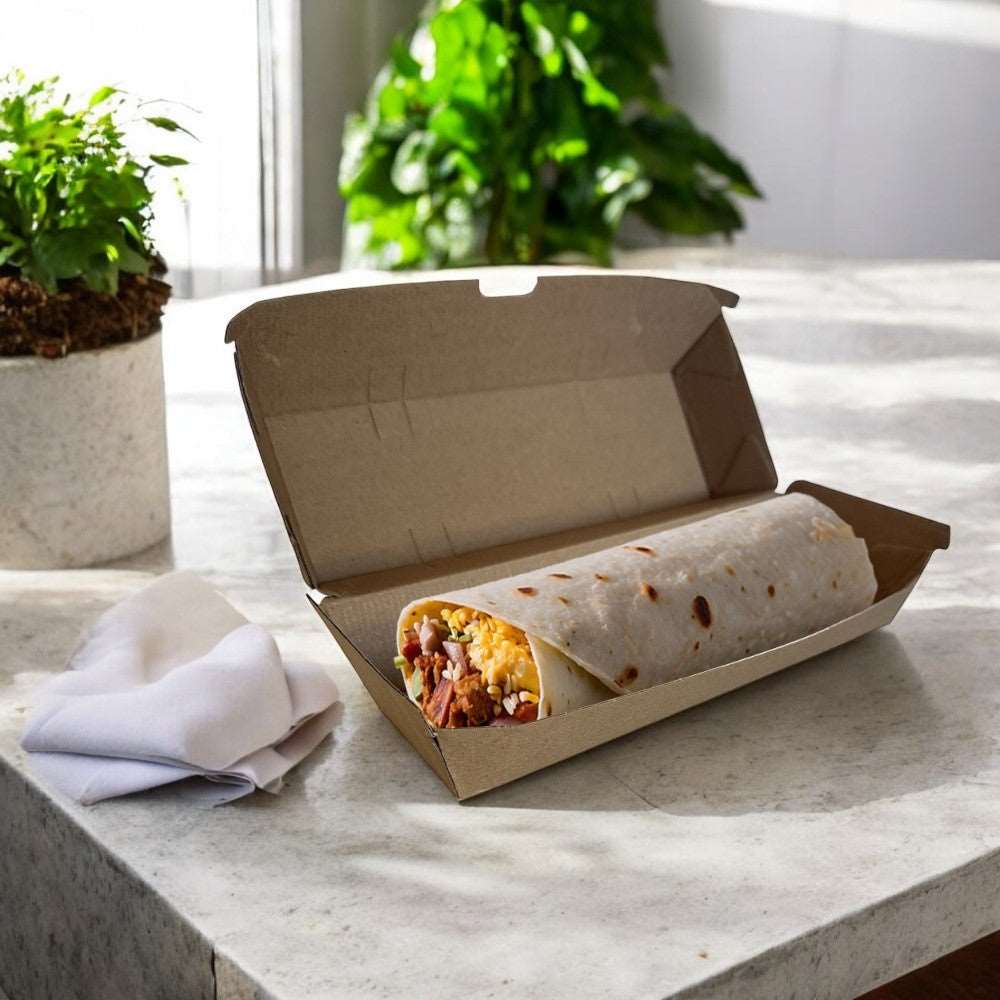 Kraft Clamshell Meal Box 208x70x78mm Pack 200 - Propus Packaging