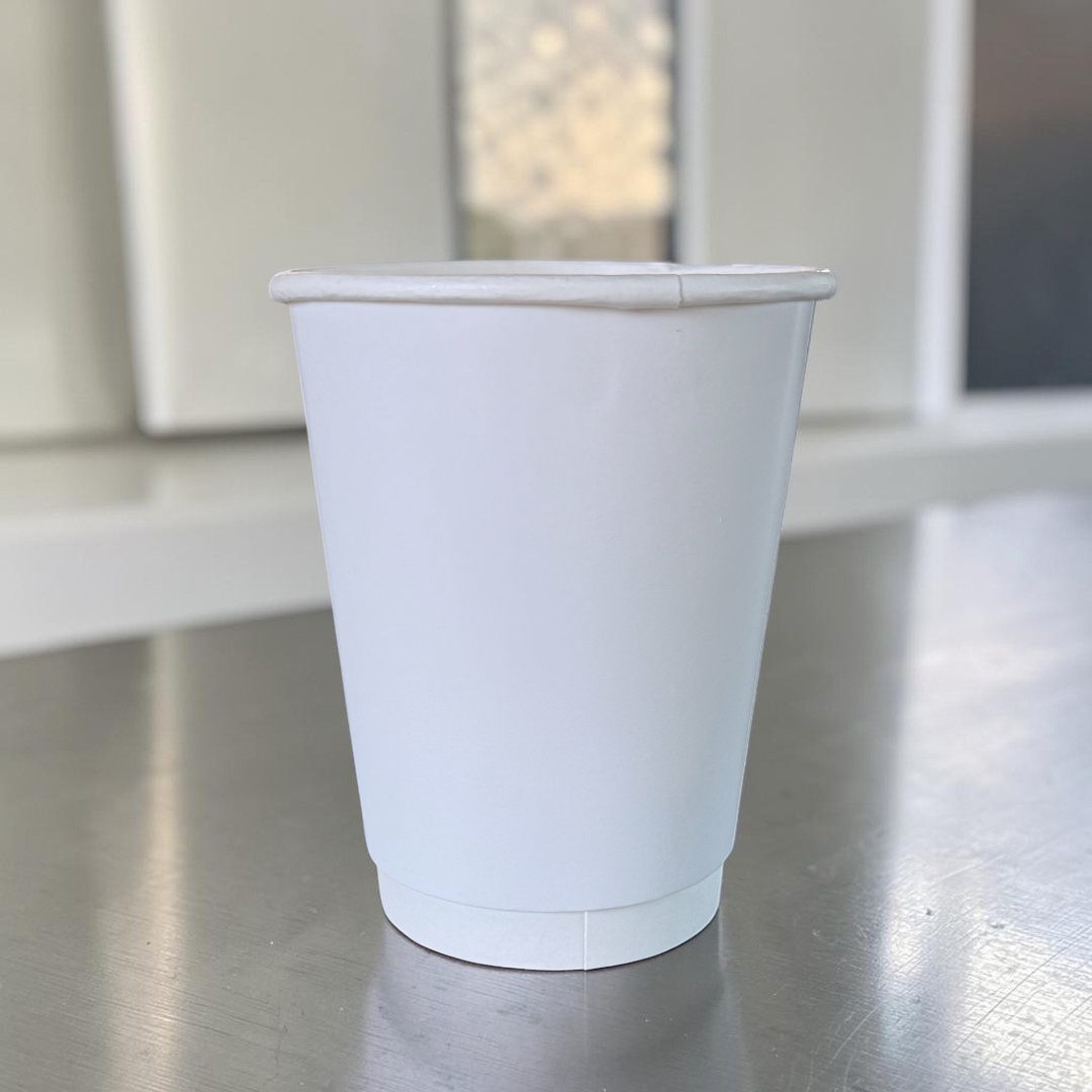 White 12oz Double Wall Paper Cup Side - Propus Packaging