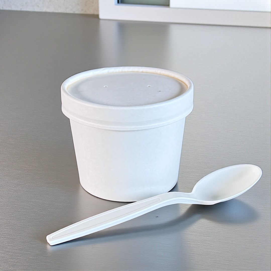 White 12oz Round Tub Container With Paper Lid Side - Propus Packaging