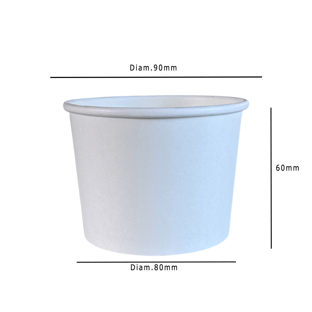 White 12oz Round Tub Container With Paper Lid Dimensions - Propus Packaging