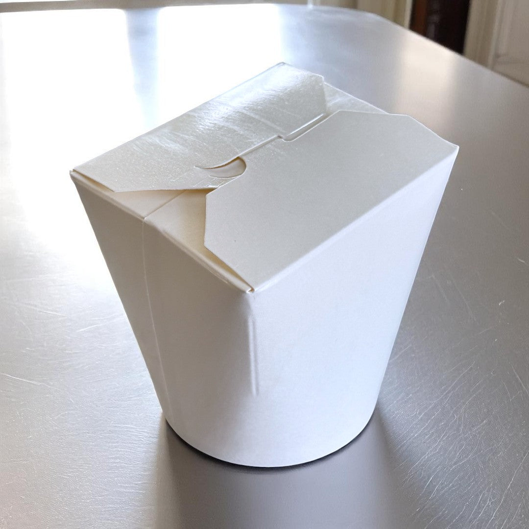White 16oz Round Noodle Box Closed - Propus Packaging