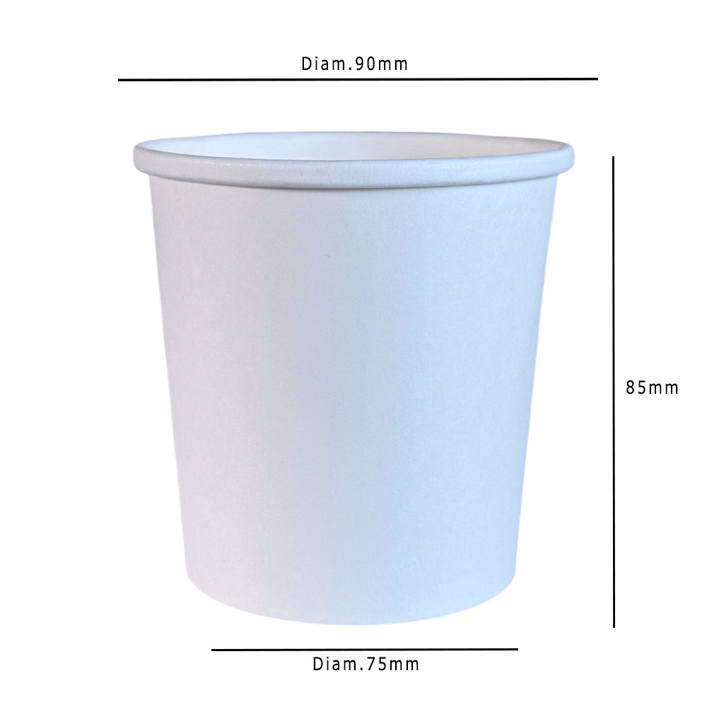 White 16oz Round Tub Container With Paper Lid Dimensions - Propus Packaging