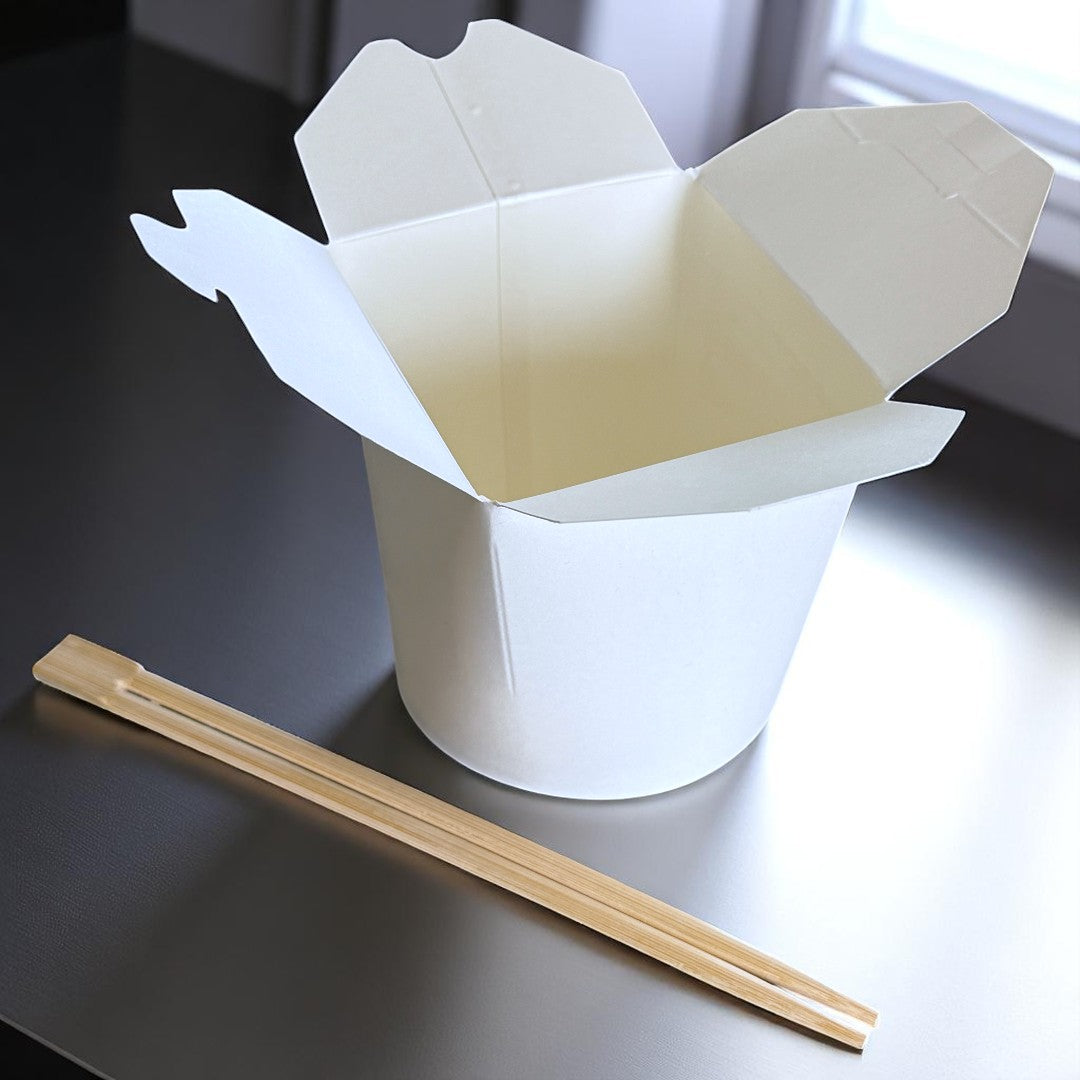 White 26oz Round Noodle Box Open - Propus Packaging