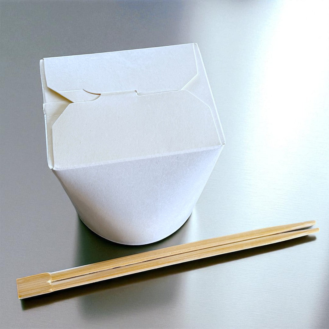 White 26oz Round Noodle Box Closed - Propus Packaging
