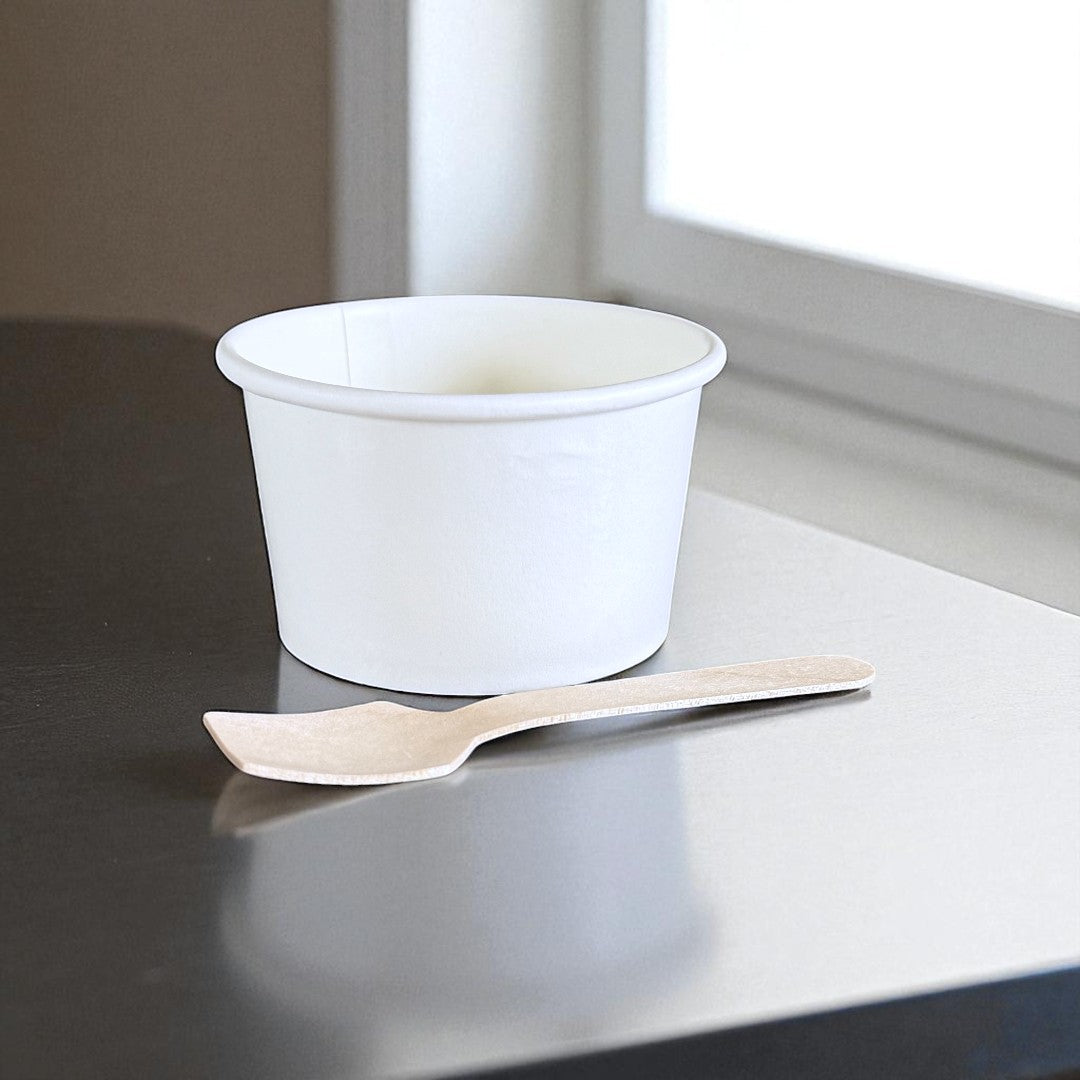 White 3.5oz Ice Cream Tub Side - Propus Packaging