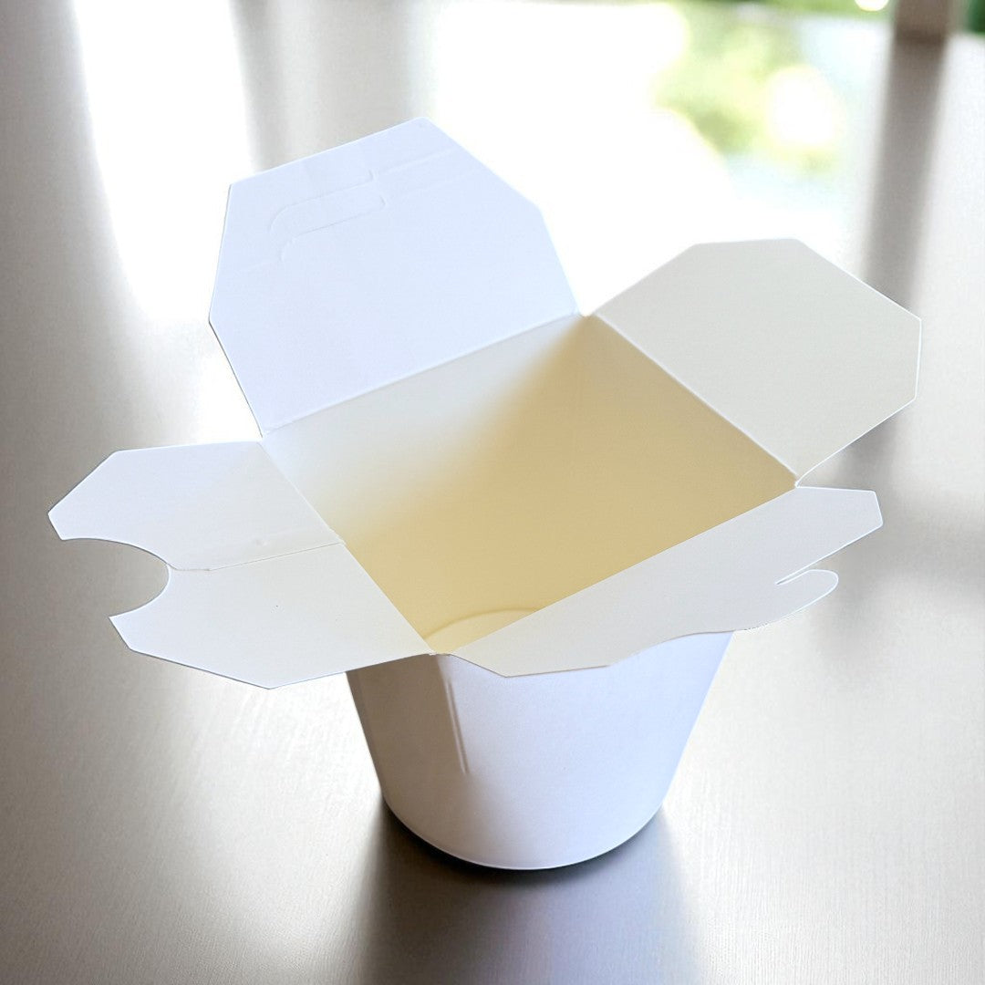 White 32oz Round Noodle Box Open - Propus Packaging