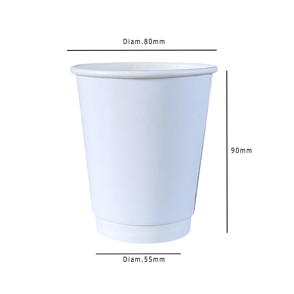 White 8oz Double Wall Paper Cup Dimensions - Propus Packaging