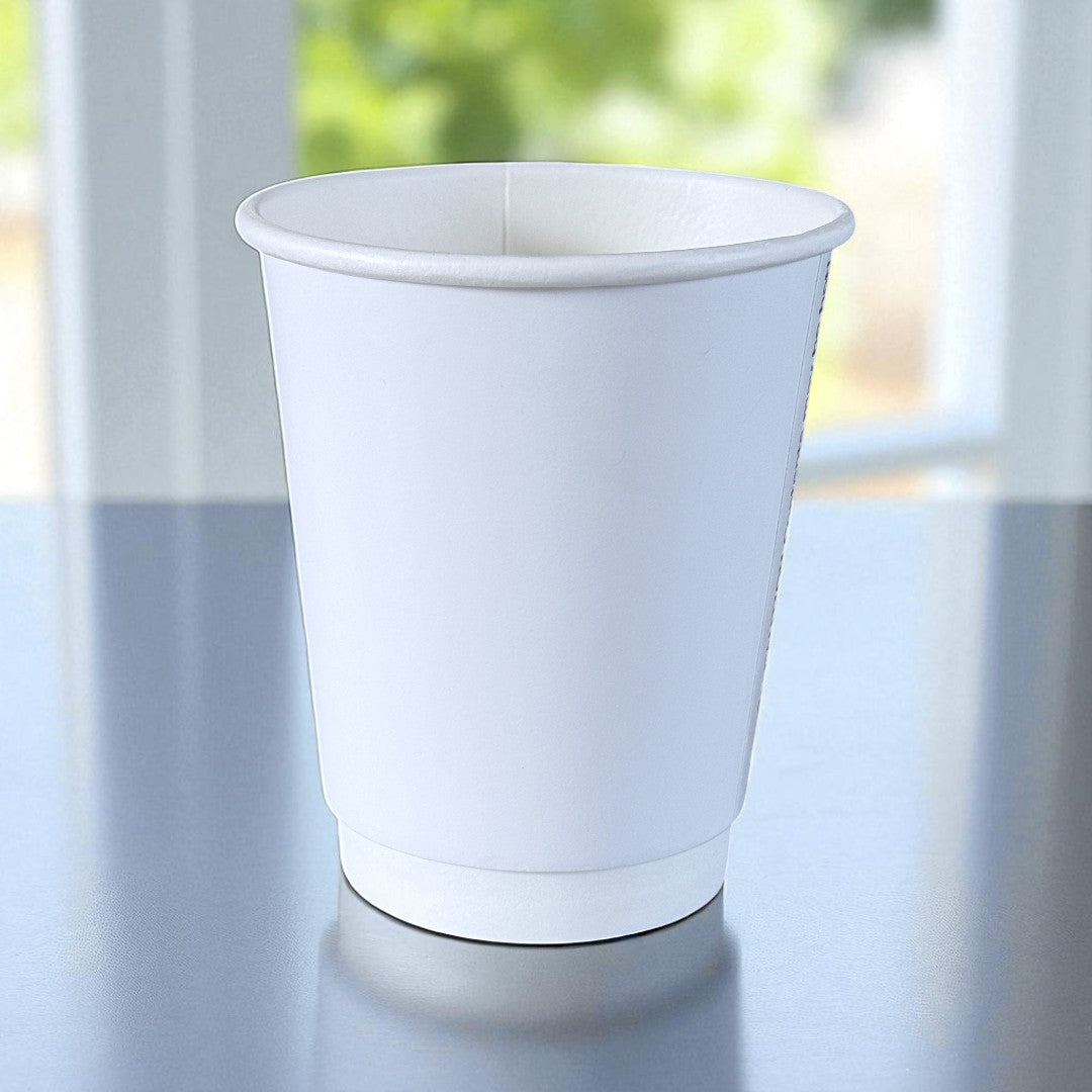 White 8oz Double Wall Paper Cup Side - Propus Packaging