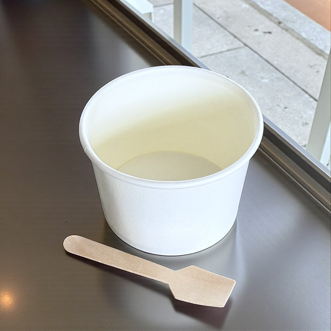 White 8oz Ice Cream Tub Angle - Propus Packaging