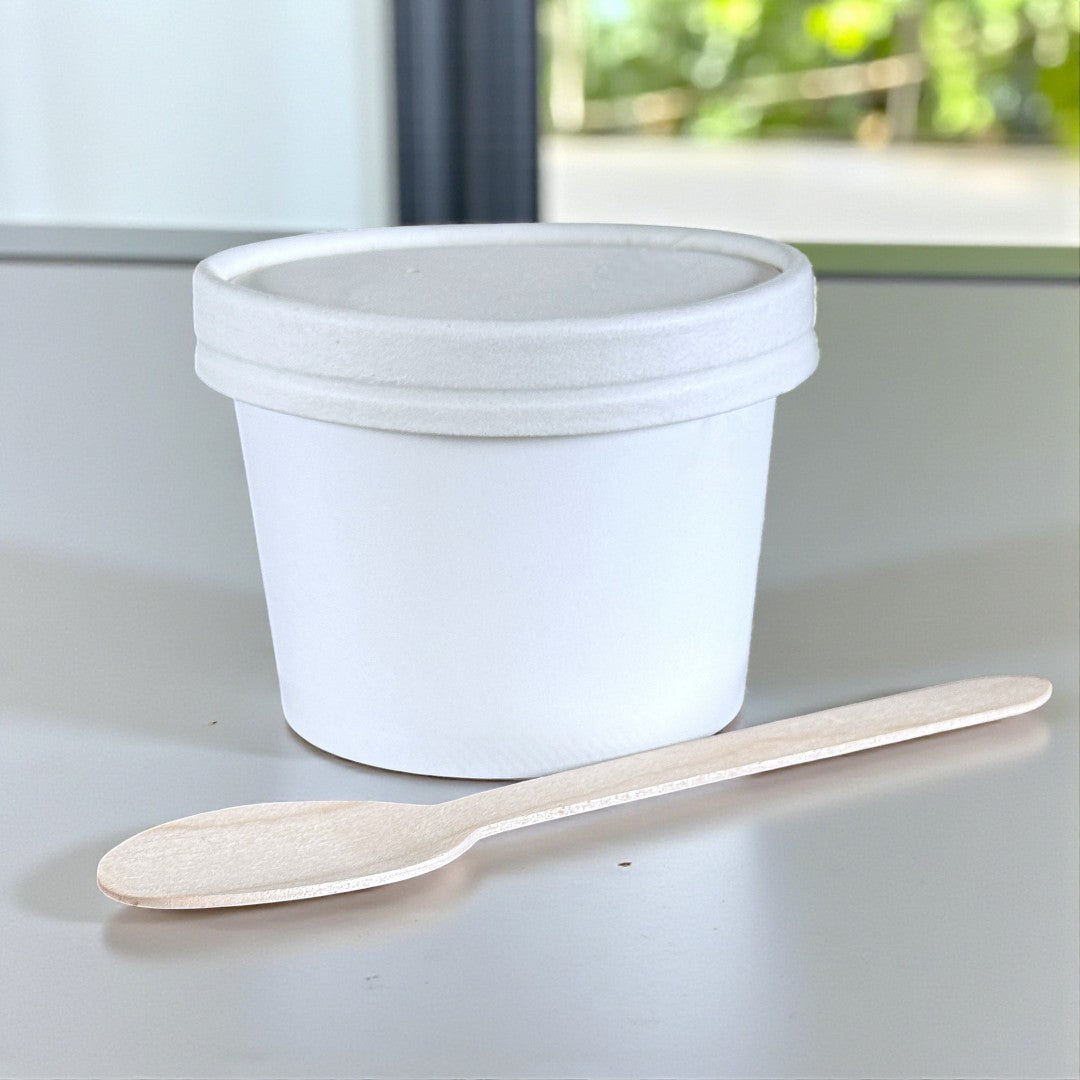 White 8oz Round Tub Container With Paper Lid Side - Propus Packaging