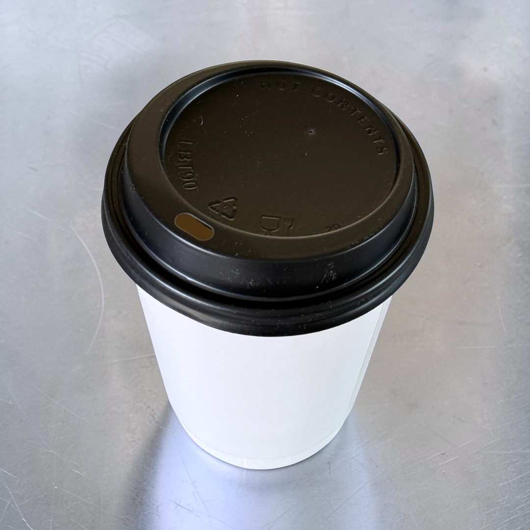 White Double Wall 12oz Paper Cup With Black Sip Lids Overview - Propus Packaging