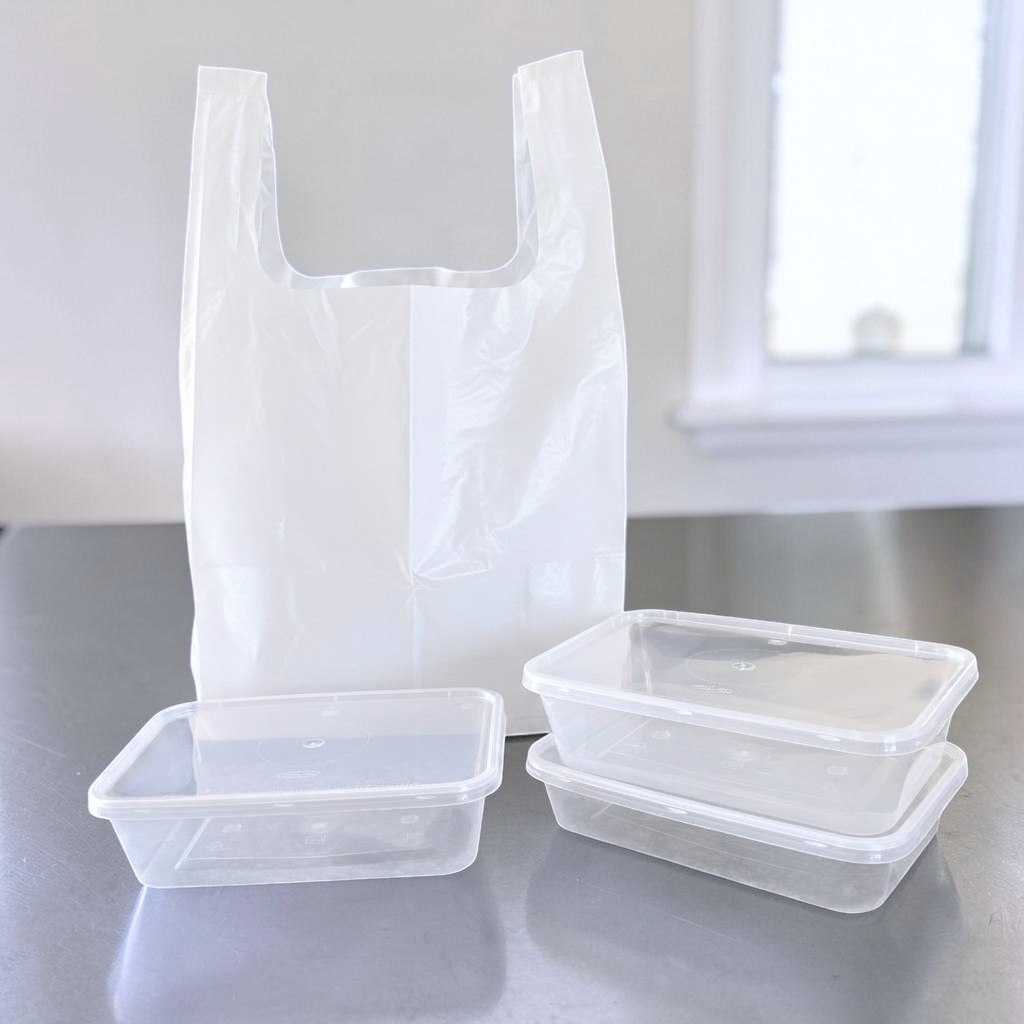 White HDPE Vest Carrier Bag 10x15x18" 22MU Lifestyle - Propus Packaging