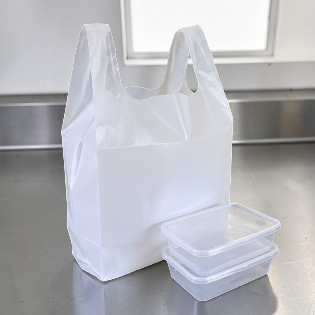 White HDPE Vest Carrier Bag 11x17x21" 25MU Lifestyle - Propus Packaging
