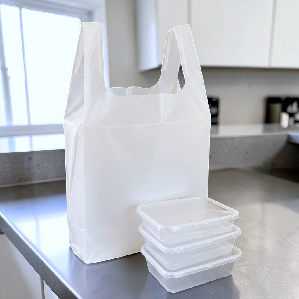 White HDPE Vest Carrier Bag 12x18x24" 17MU Lifestyle - Propus Packaging