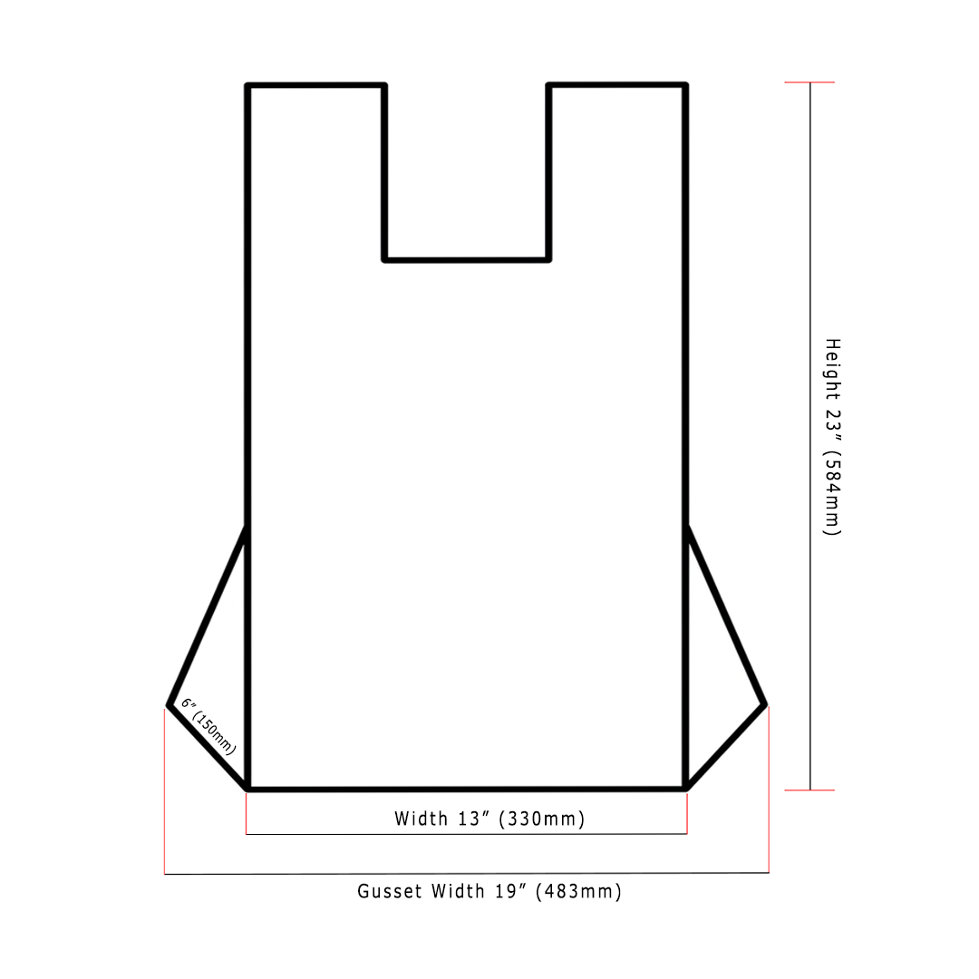 White HDPE Vest Carrier Bag 13x19x23 22MU Dimensions - Propus Packaging