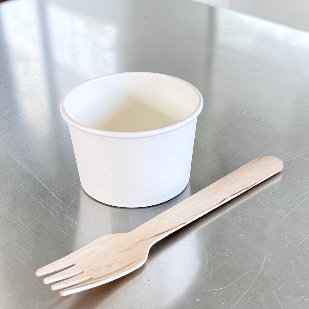 White Kraft 4oz Sauce Pot 73x45mm Side - Propus Packaging