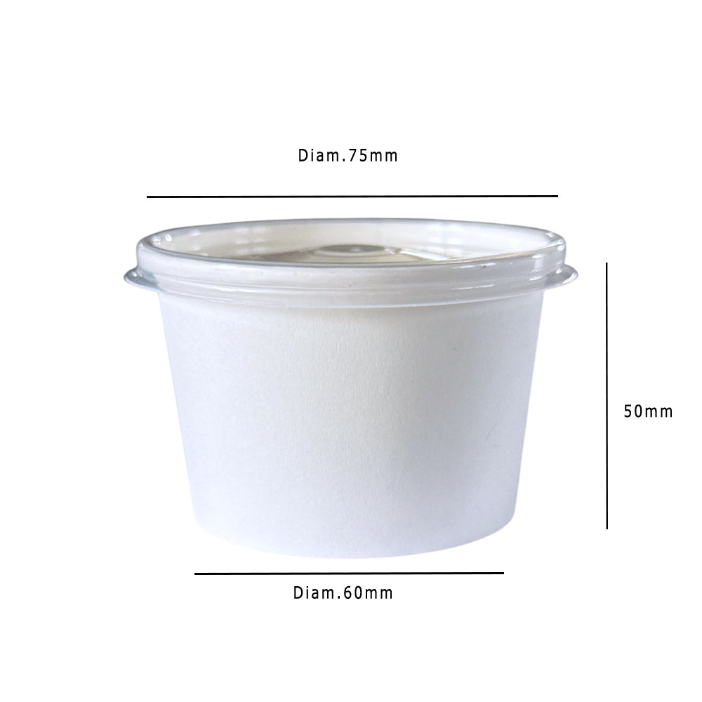 White Kraft 4oz Sauce & Portion Pots With Lid Dimensions - Propus Packaging