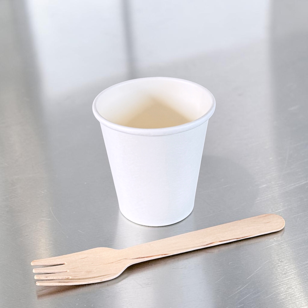 White Kraft 7oz Sauce & Portion Pot 73x75mm Side - Propus Packaging