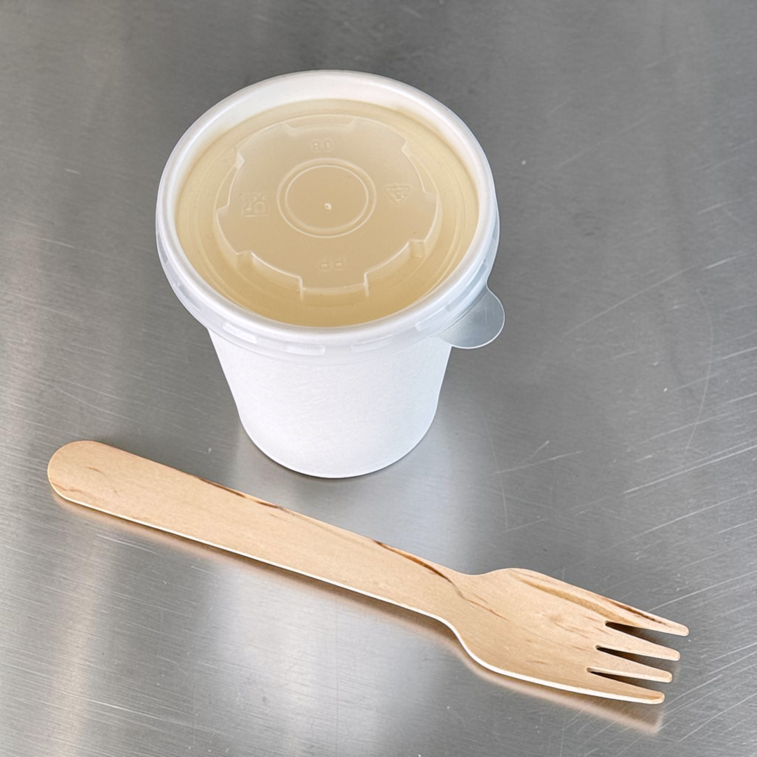 White Kraft 7oz Sauce & Portion Pot 73x75mm With PP Lid Overview - Propus Packaging
