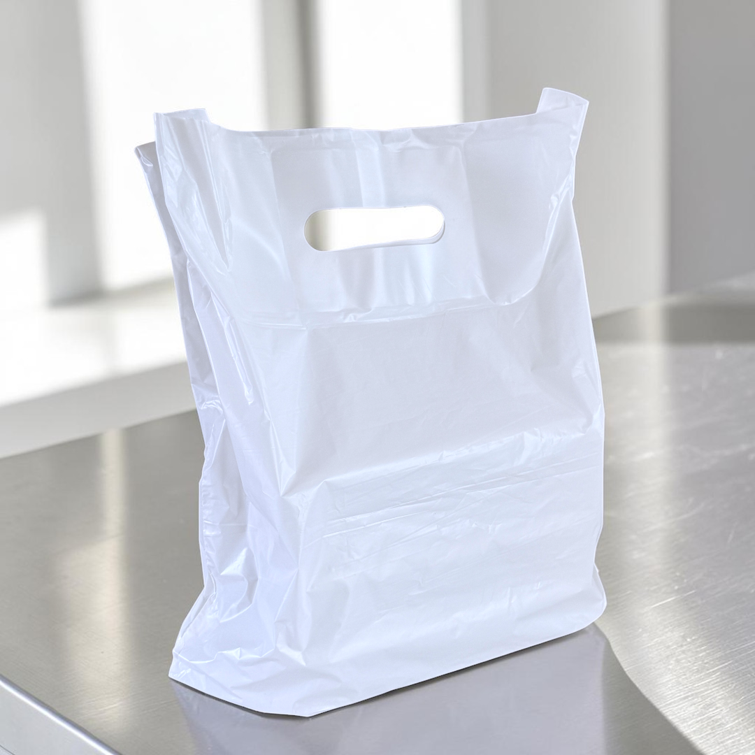 White Patch Handle Carrier Bag 12x12x4 - Propus Packaging