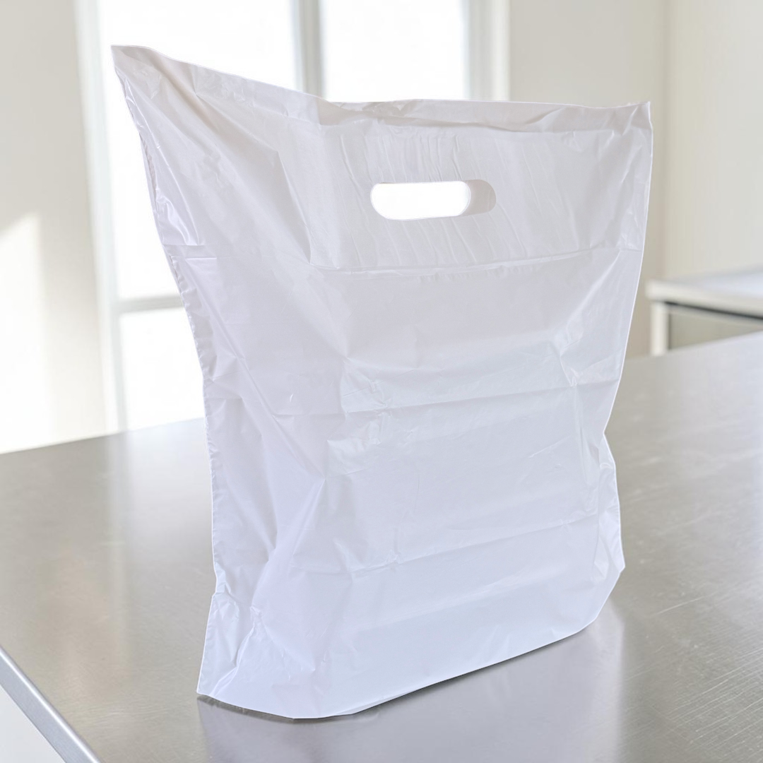 White Patch Handle Carrier Bag 14x14x4 - Propus Packaging