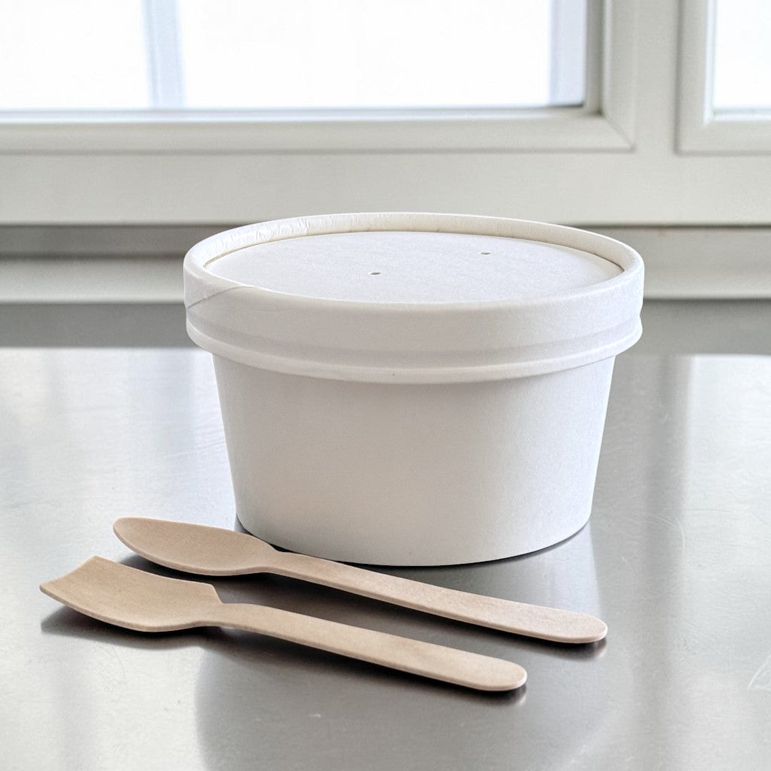 White 8oz Round Tub Container With Paper Lid Side - Propus Packaging