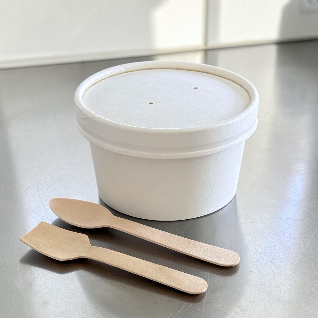 White 8oz Round Tub Container With Paper Lid On - Propus Packaging