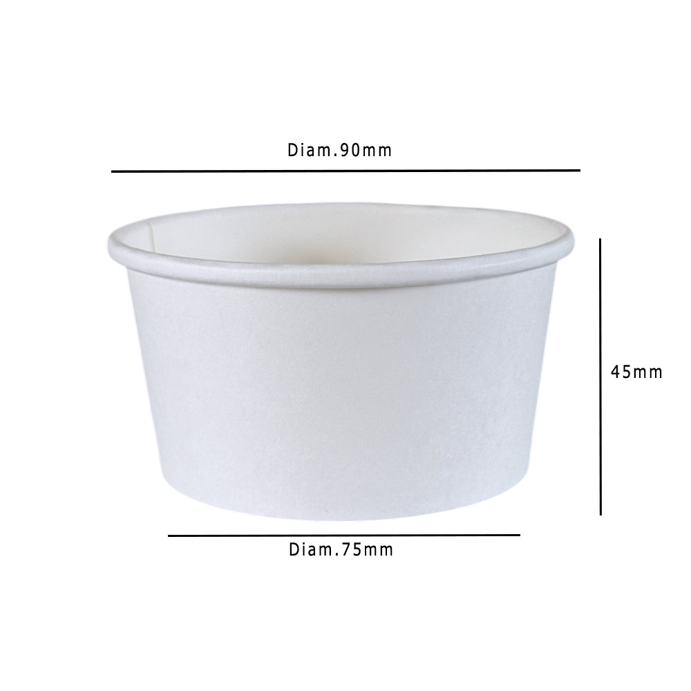 White 8oz Round Tub Container With Paper Lid Dimensions - Propus Packaging