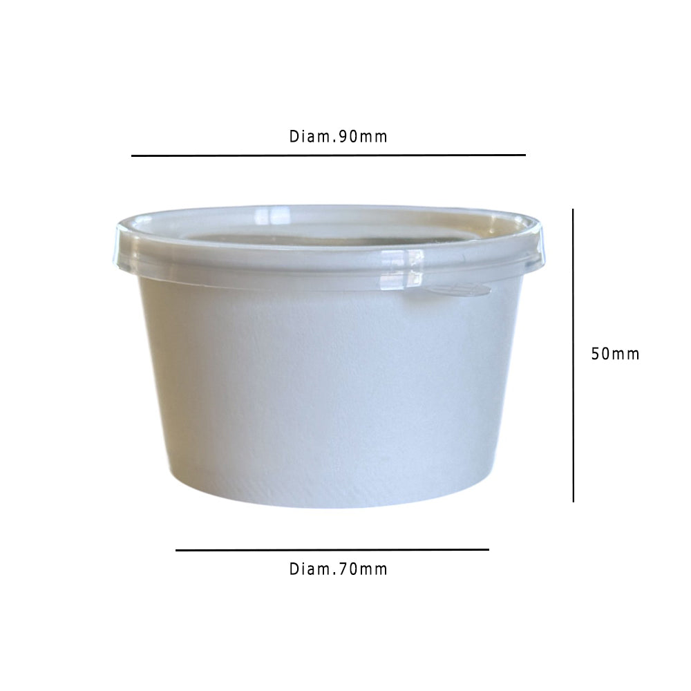 White Kraft 7oz Sauce & Portion Pots With Lid Dimensions - Propus Packaging