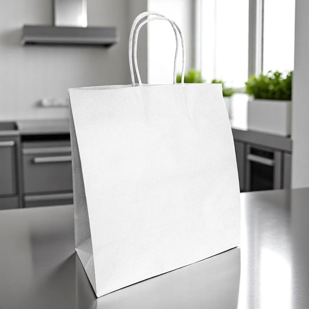 White Kraft Paper Bag With Twist Handle 250x140x300mm - Propus Packaging