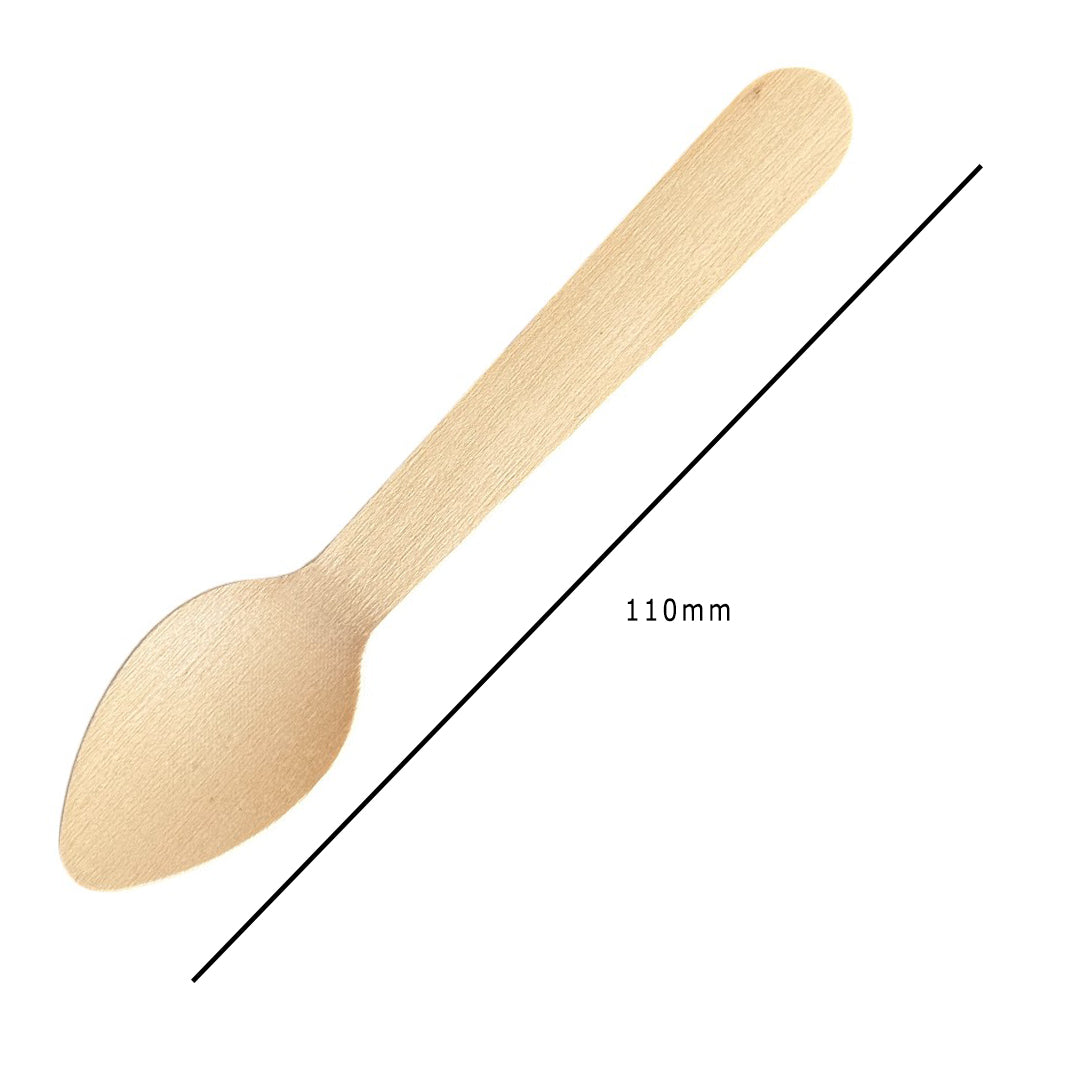 Wooden Teaspoons 110mm Dimensions - Propus Packaging