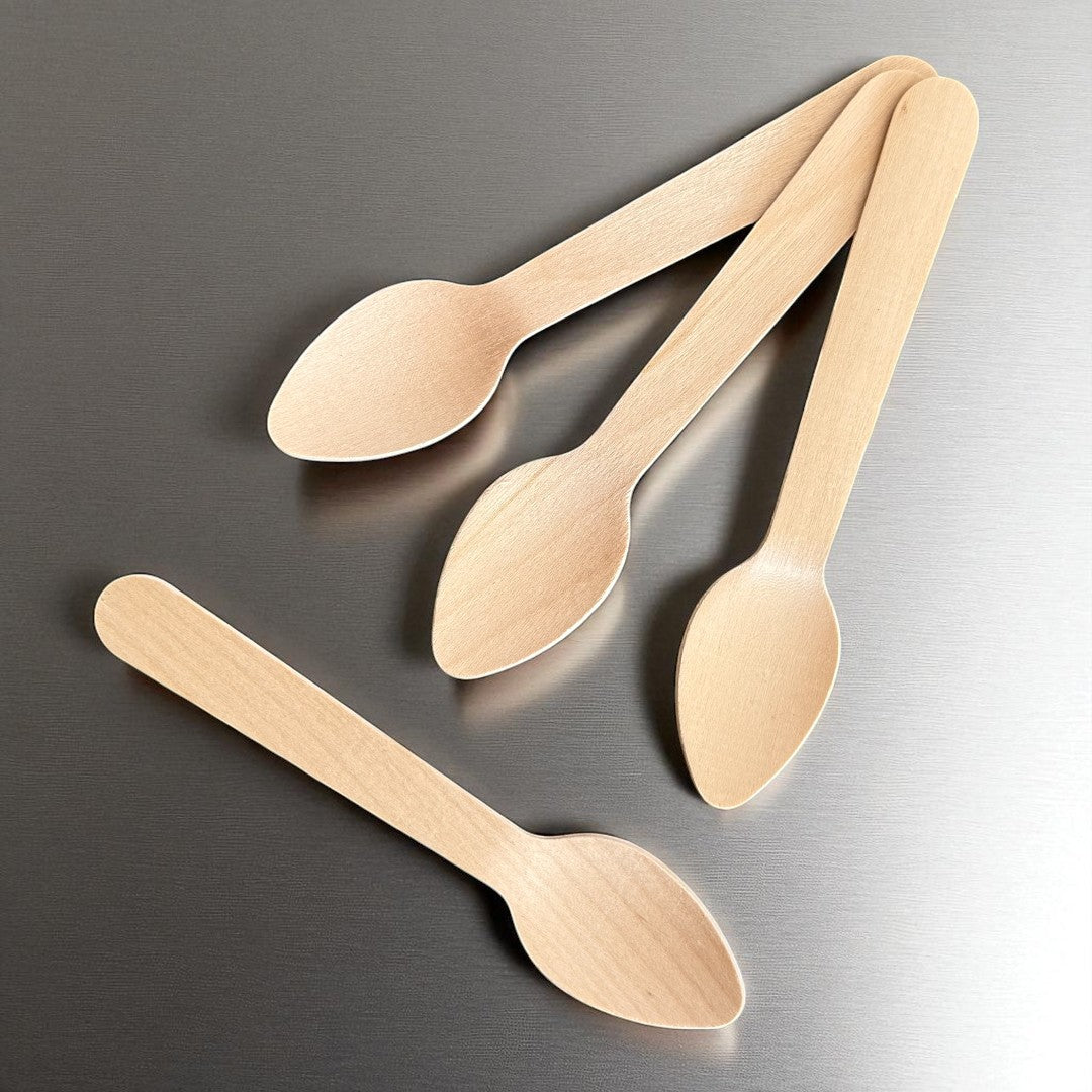 Wooden Teaspoons 110mm Overhead - Propus Packaging