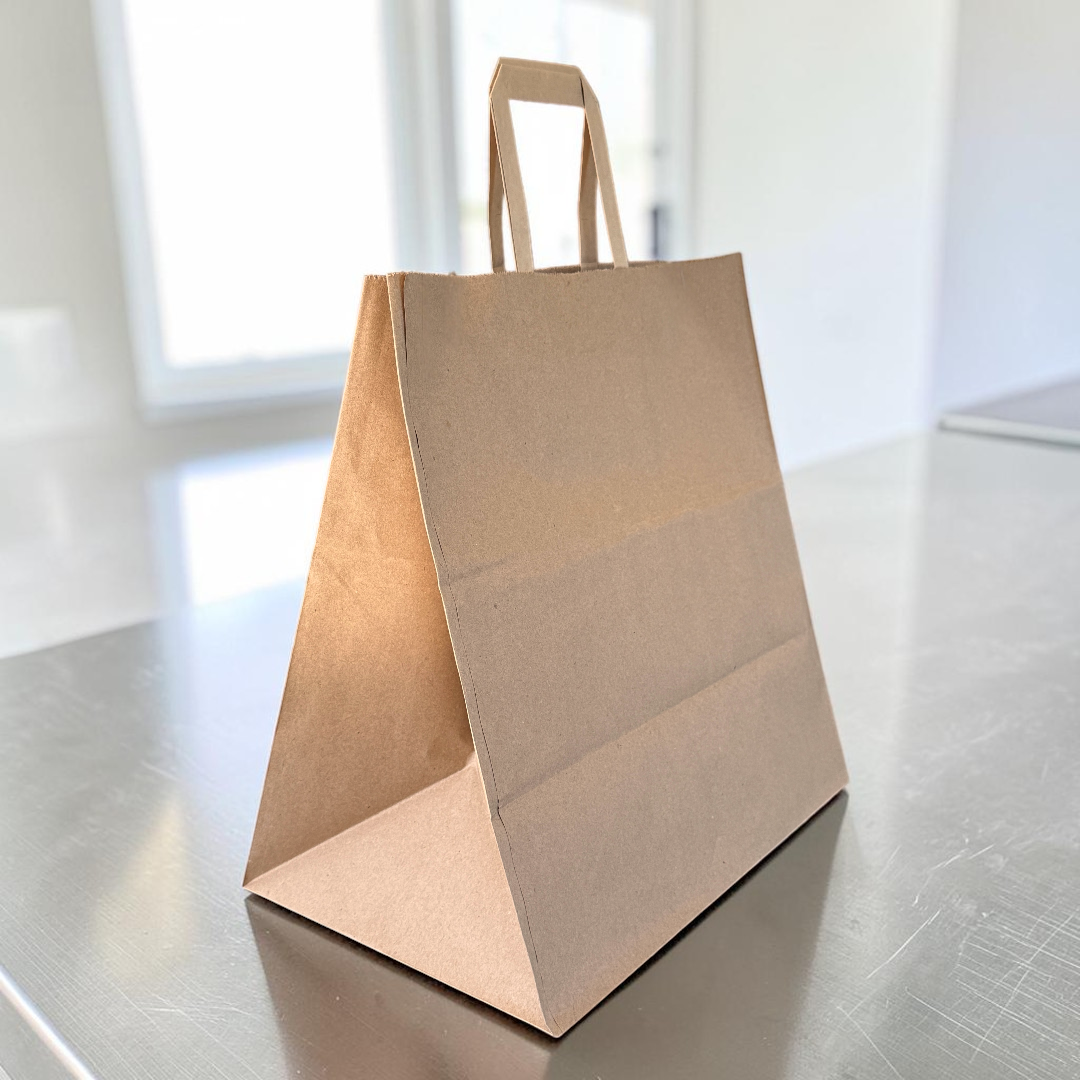 XL Flat Handle Kraft Paper Carrier Bag - Propus Packaging