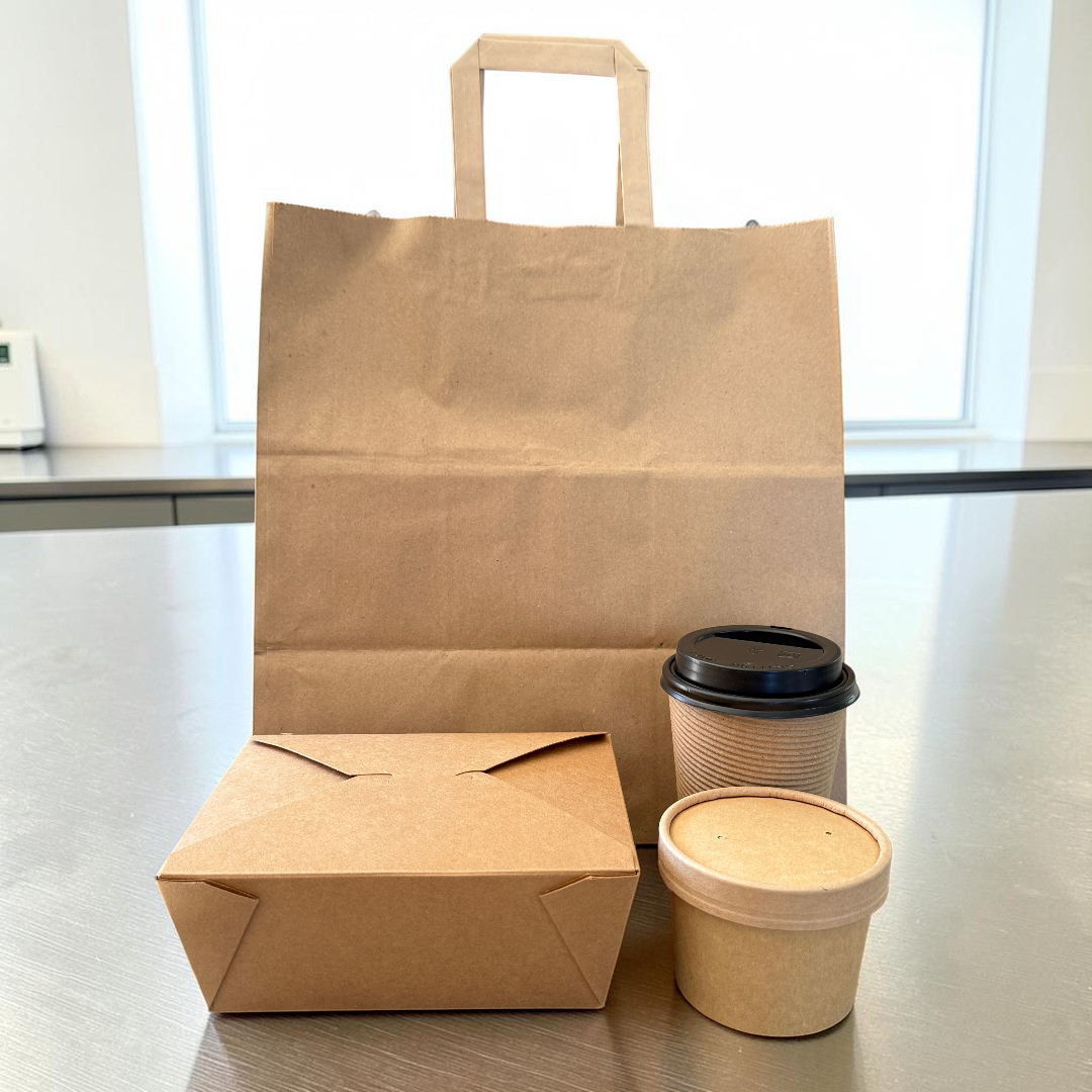 XL Flat Handle Kraft Paper Carrier Bag Front - Propus Packaging
