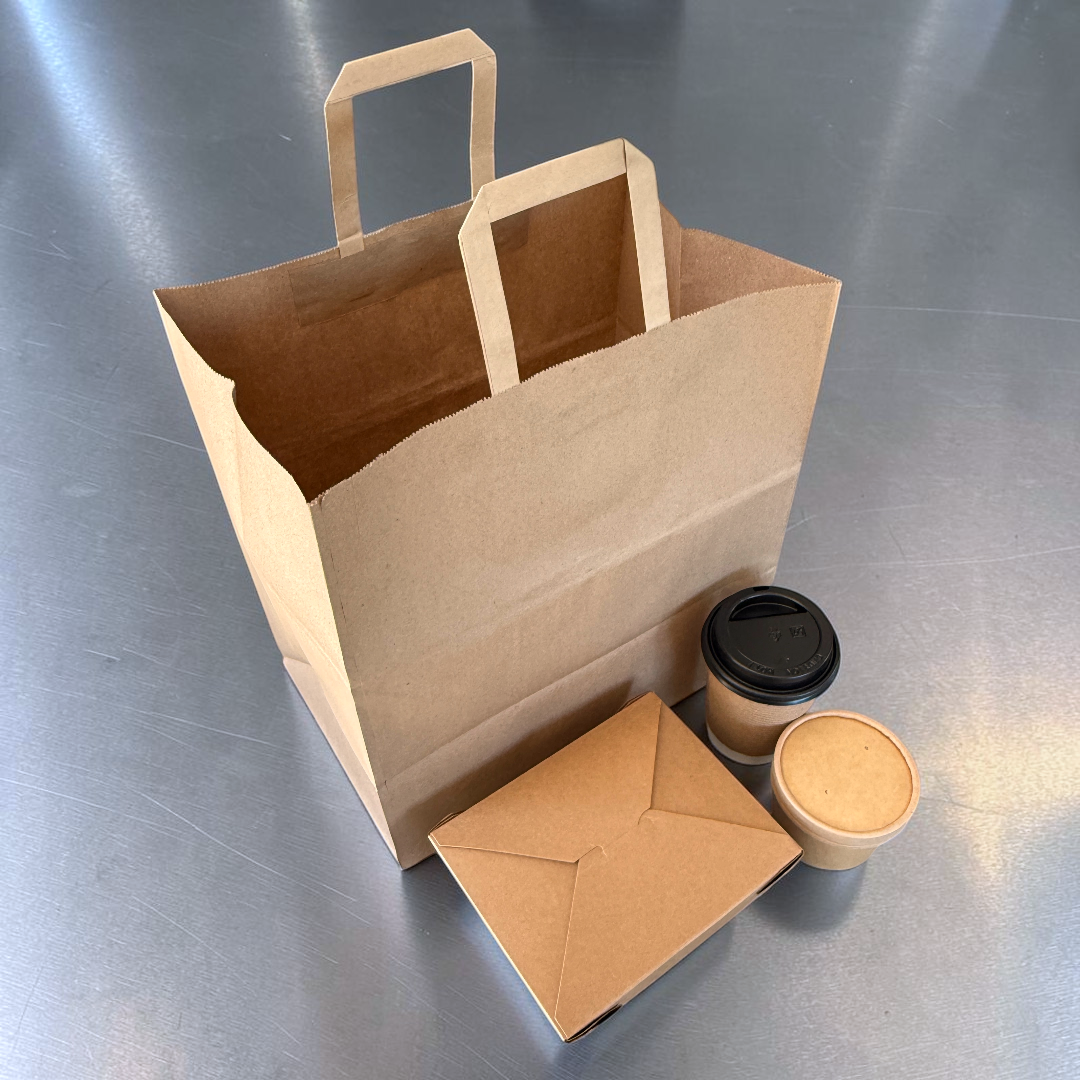 XL Flat Handle Kraft Paper Carrier Bag Overview - Propus Packaging